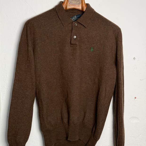 00’s 폴로 랄프로렌 메리노 울 폴로셔츠 M [브라운]