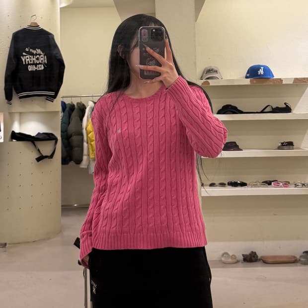 폴로 랄프로렌 케이블 포니 핑크 니트 U786