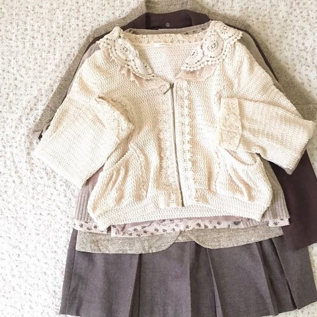 마루빈티지 레이스 카라집업 쿠루미 모리걸