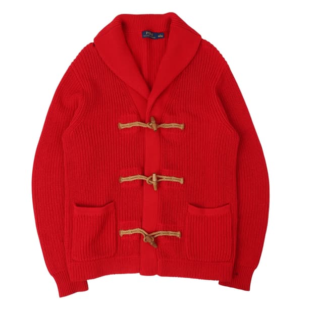 폴로 랄프로렌 레드 더플 가디건