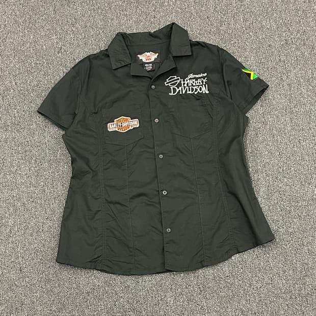 L)할리데이비슨 빈티지 자수 패치 여성 반팔셔츠