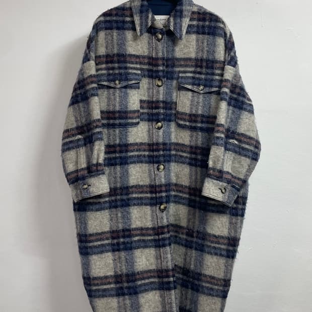 이자벨마랑 체크 롱 셔츠 코트 (on.116)