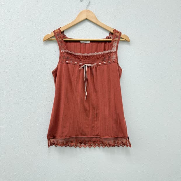 빈티지 오랜지 레이스 리본 슬리브리스