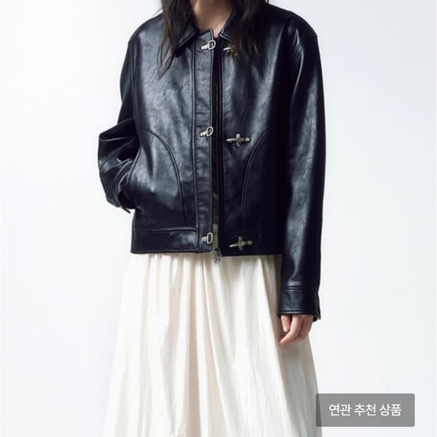 인사일런스 우먼 빈티지 버클 포우 레더 자켓 M