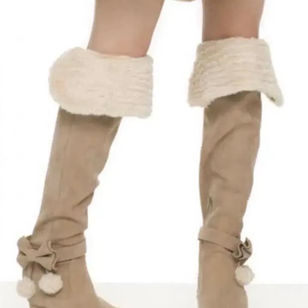 리즈리사 리본 폼폼이 라떼 퍼 롱 부츠 히메 갸루 러블리 로걀 빈티지