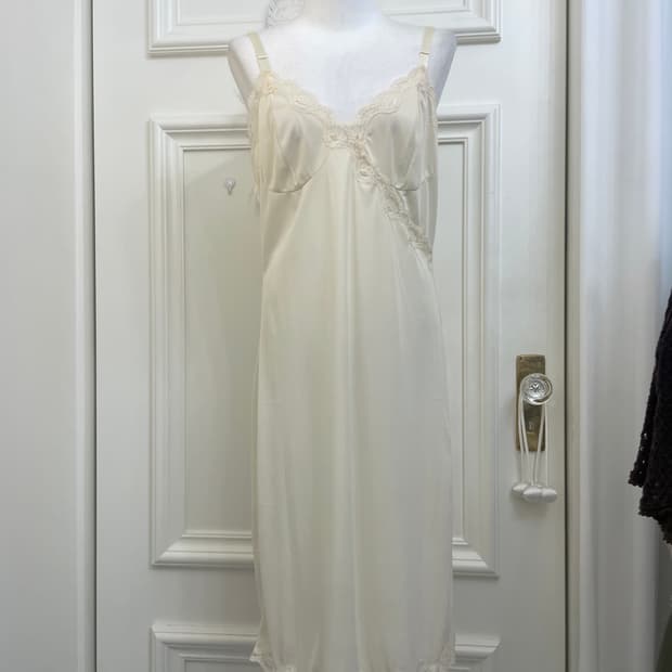 coral ivory lace trim side slit slip