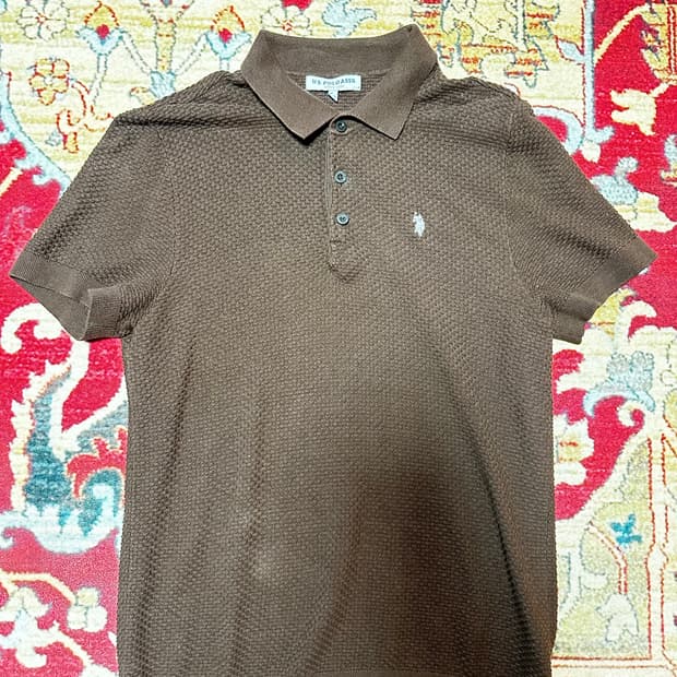 폴로 아쎈 니트 반팔 카라 티셔츠 L