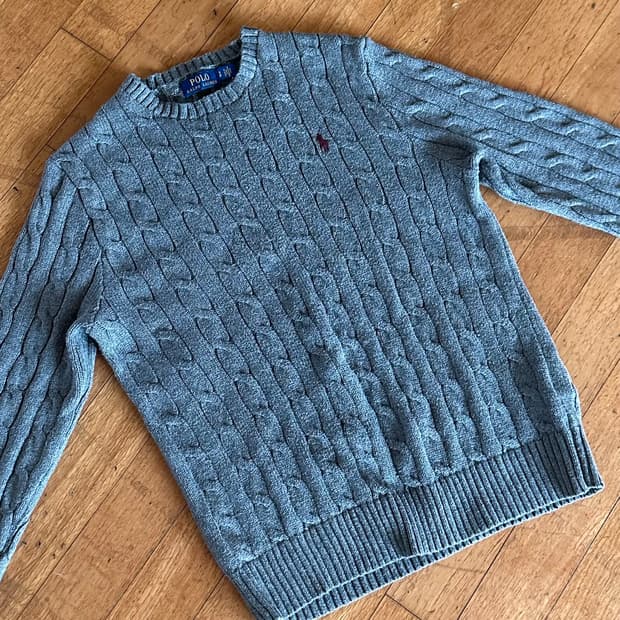 폴로 랄프로렌 케이블 니트 회색 S사이즈