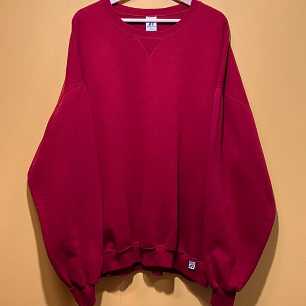 [XXL] 러셀 애슬레틱 빈티지 무지 크루넥 맨투맨 레드