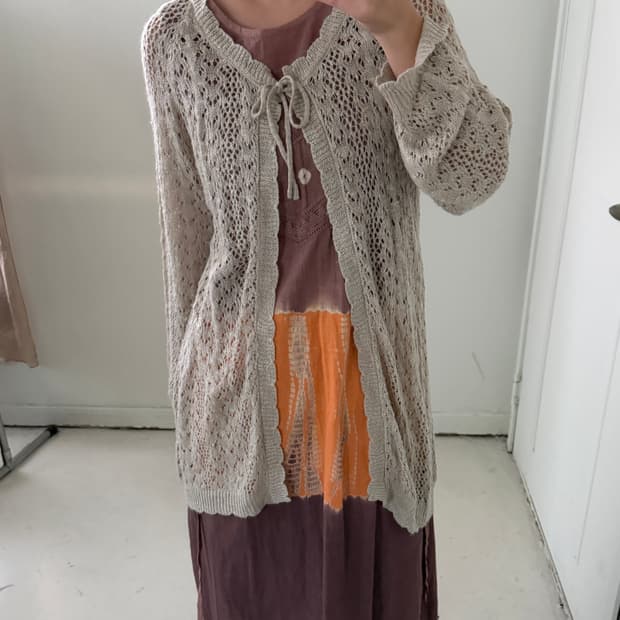 일본빈티지 하구미 크로셰 가디건