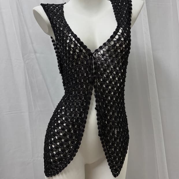 [Vintage] Black Pearl Detail Knit Vest