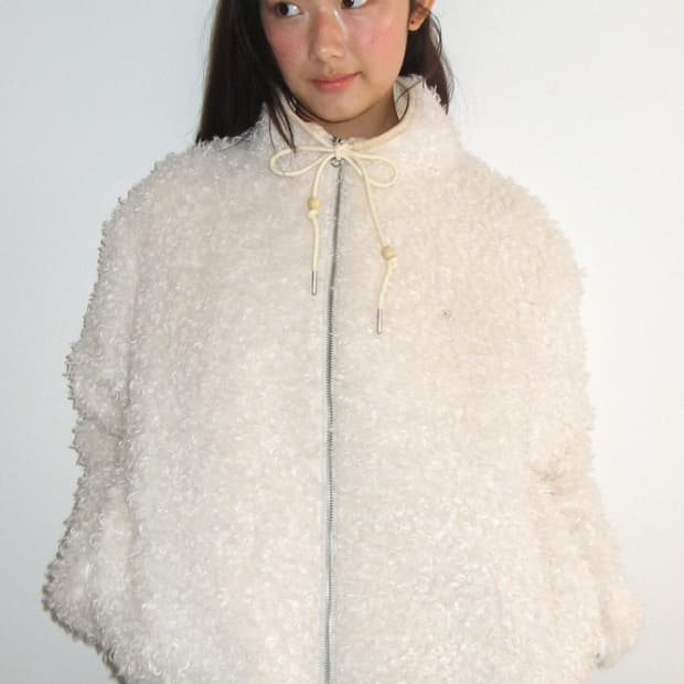 PUFFY FLEECE ZIP UP JUMPER IVORY