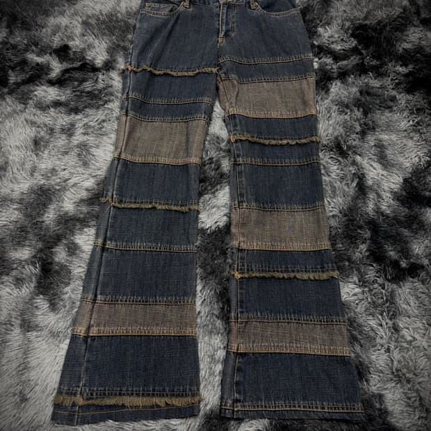 Y2K 패치워크 부츠컷 데님팬츠