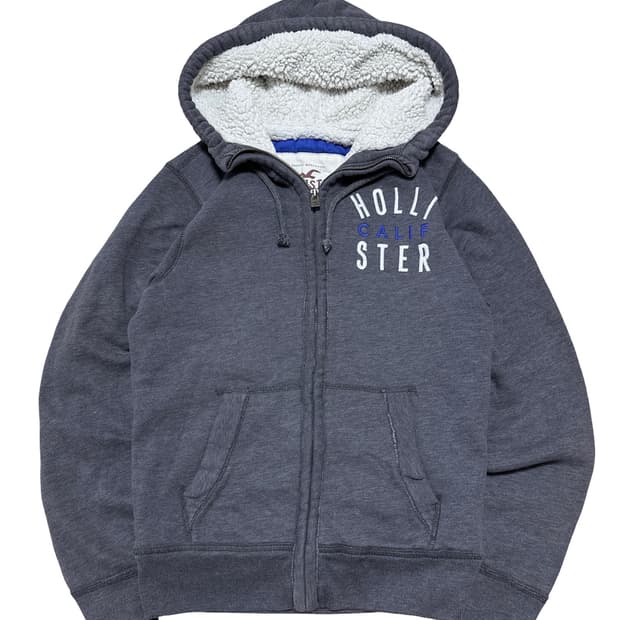 홀리스터 안감 양털 회색 후드집업