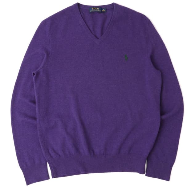 폴로 랄프로렌 퍼플 울 브이넥 니트 
