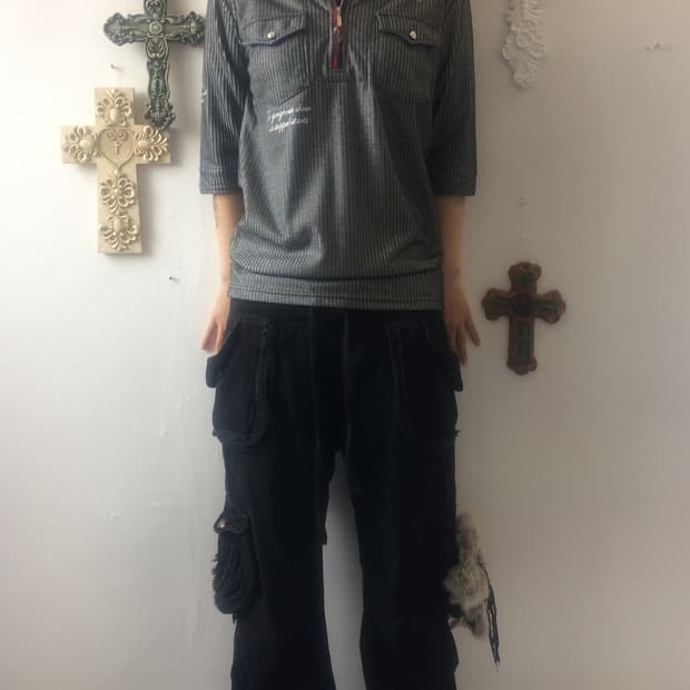 Double collar pocket ribbed pk t