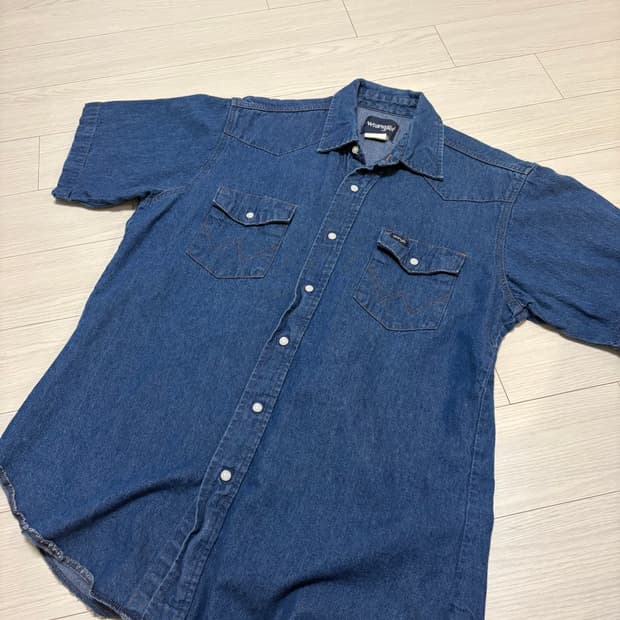 빈티지 wrangler 랭글러 웨스턴 데님반팔 셔츠 L(105)