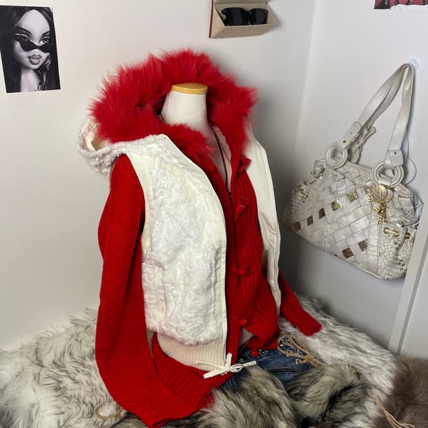 빈티지 리버시블 퍼 조끼 자켓