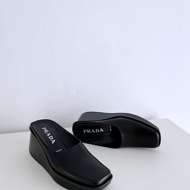 PRADA Platform Wedge Slides (36)