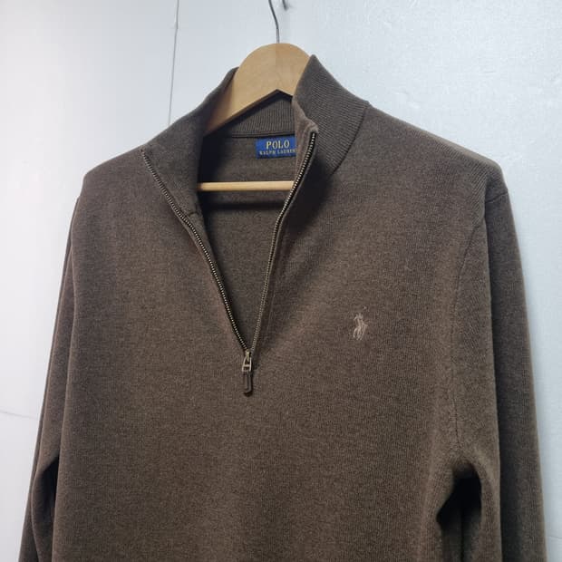 남성 폴로 울 100% WOOL 모 긴팔 하프 집업 긴팔 니트 스웨터