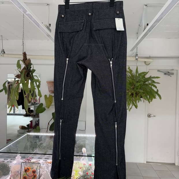 zipper back wool pants