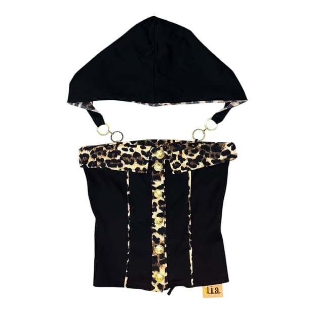 d.i.a. 다이아 호피 아일렛 후드 탑 갸루y2k