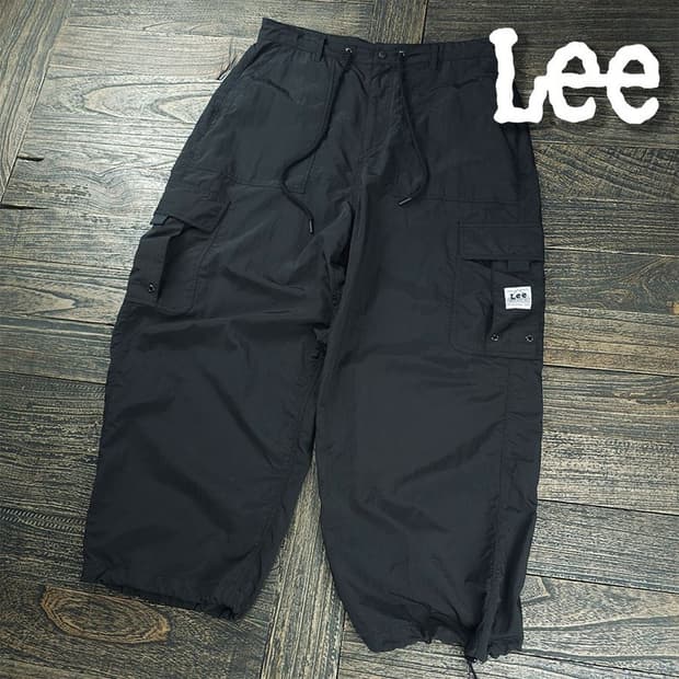 [리] 와이드 나일론 카고 팬츠 블랙 M22090