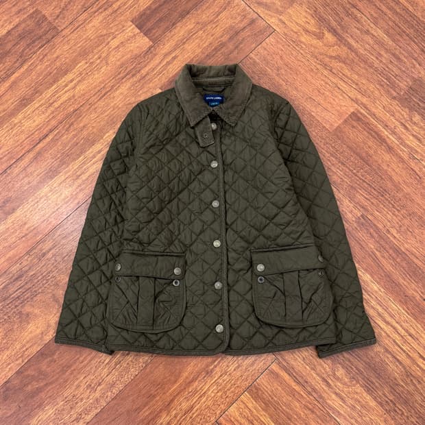 여성용 44 폴로 로렌 랄프로렌 카키 퀼팅 자켓 