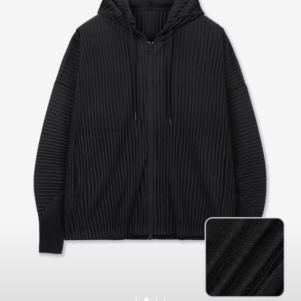 [100] tngt 티엔지티 요요기 플리츠 후드 집업 블랙 