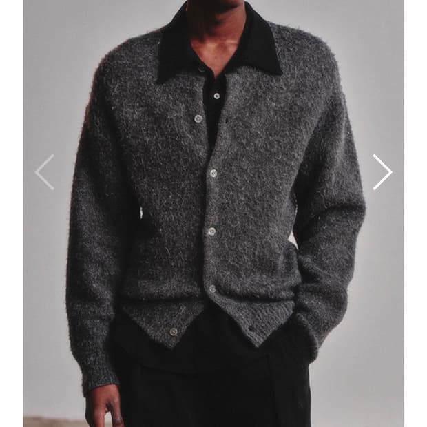 아트이프액츠 알파카 라운드넥 가디건 차콜