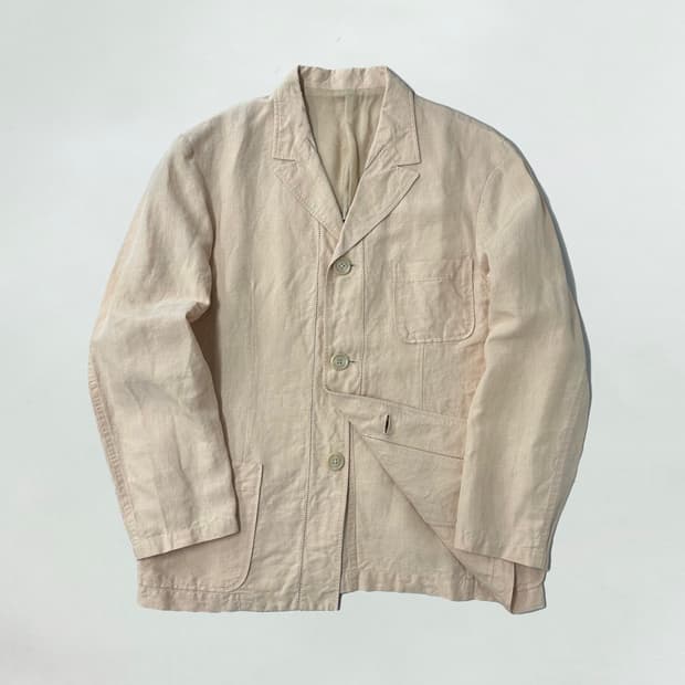 요지야마모토 헴스티치 디테일 퓨어린넨 자켓
