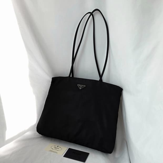 [정품 PRADA] 프라다 긴줄 나일론 숄더백 쇼퍼백 라지