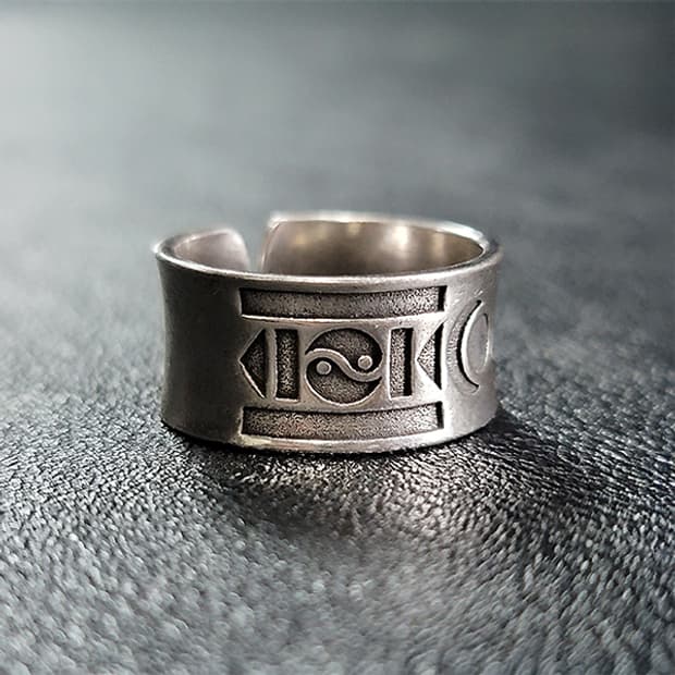 Circa 실버 남자 엔틱 빈티지 명품 고대 상징 문양 반지