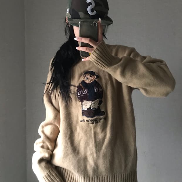 티니위니 베이지 베어 니트