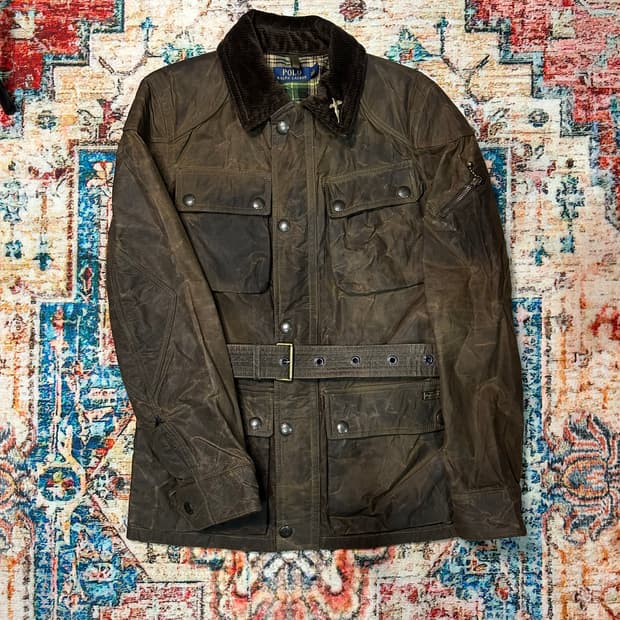 [S] 폴로 랄프로렌 벨티드 왁스 코팅 자켓