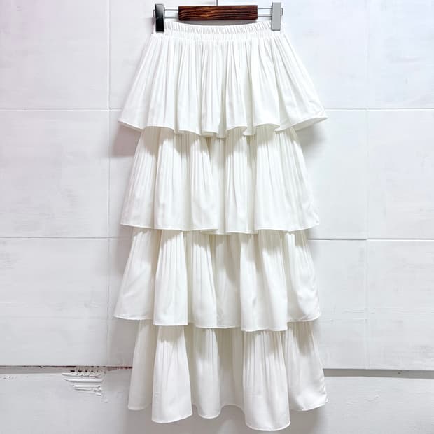 SPRAY PREMIUM 화이트 캉캉 모리걸 롱 스커트 JPN