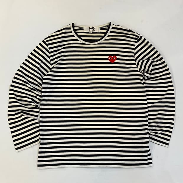 꼼데가르송 플레이 스트라이프 롱슬리브 긴팔 티셔츠