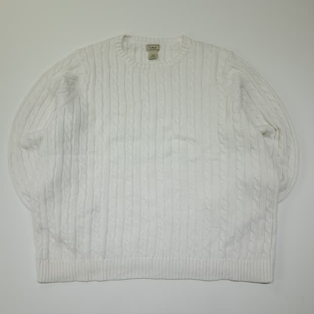 CL203 2XL 엘엘빈 코튼 피셔맨 케이블 화이트 니트 스웨터