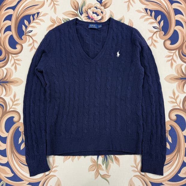 (우먼즈S)폴로 랄프로렌 케이블 꽈배기니트(네이비)