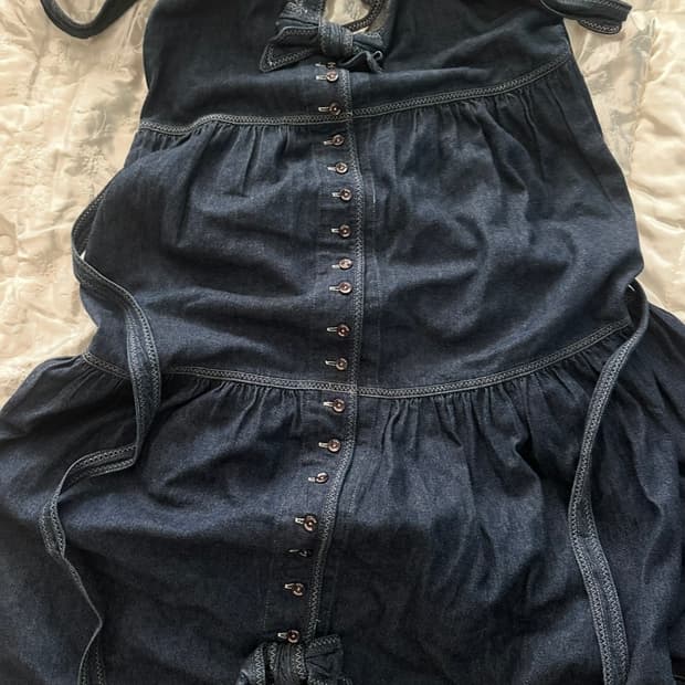 ribbon denim one-piece