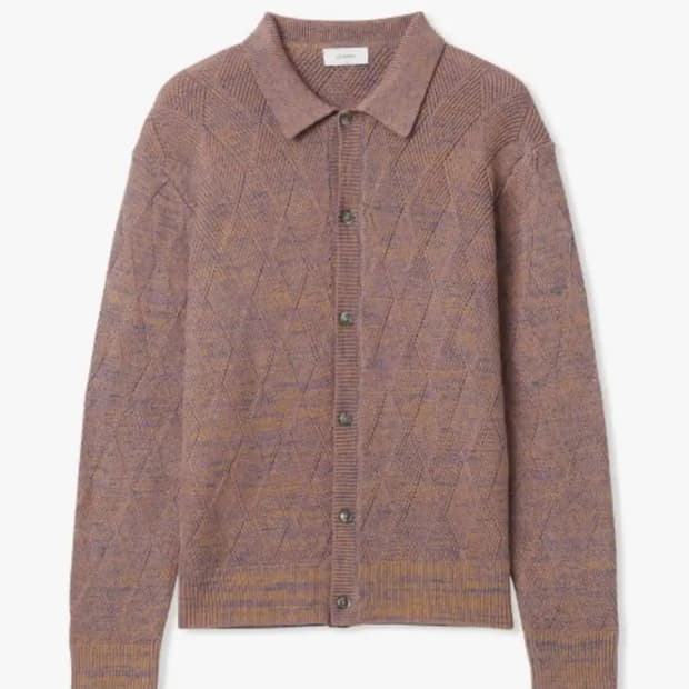 르마드 다이아 인타르시아 단추 카라 니트