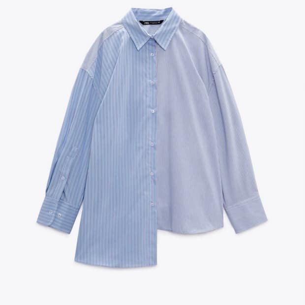 자라 언발 스트라이프 셔츠 S