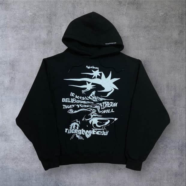 나이스 고스트 클럽 프린팅 빅로고 블랙 후드티