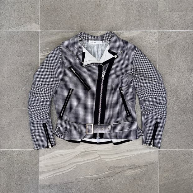 SACAI Luck black houndtooth rider jacket
