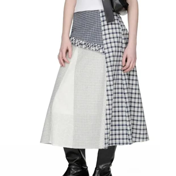 썬번프로젝트 Mixed Check Long Skirt