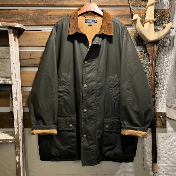 [XL]폴로 랄프로렌 코튼 라이닝 왁스드 헌팅 자켓