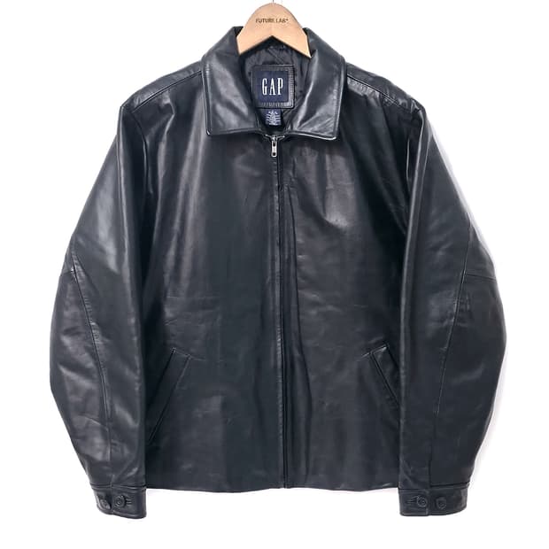 [L] 올드 갭 싱글 레더 자켓 블랙 (90s)