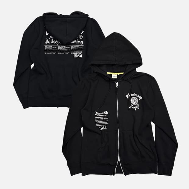 lettering printing hood zip-up