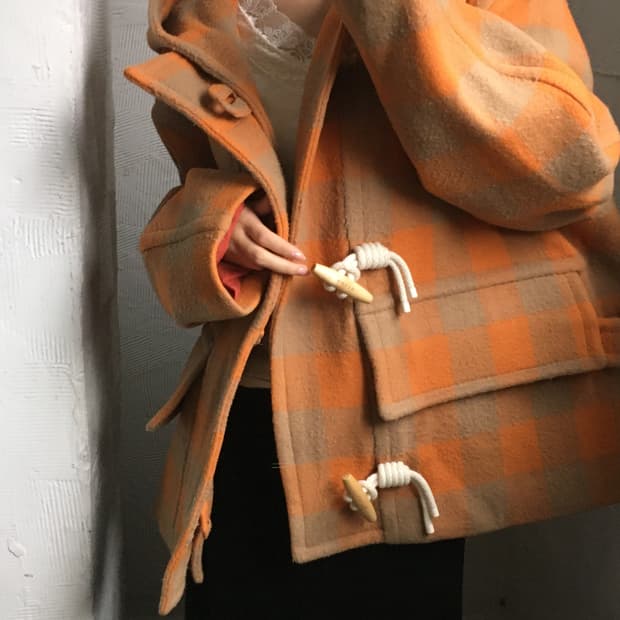 Solid Homme 솔리드 옴므 체크 숏 더플코트 