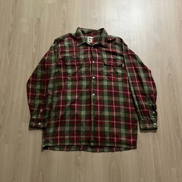 [L] 90s 빈티지 올드 스투시 체크 셔츠